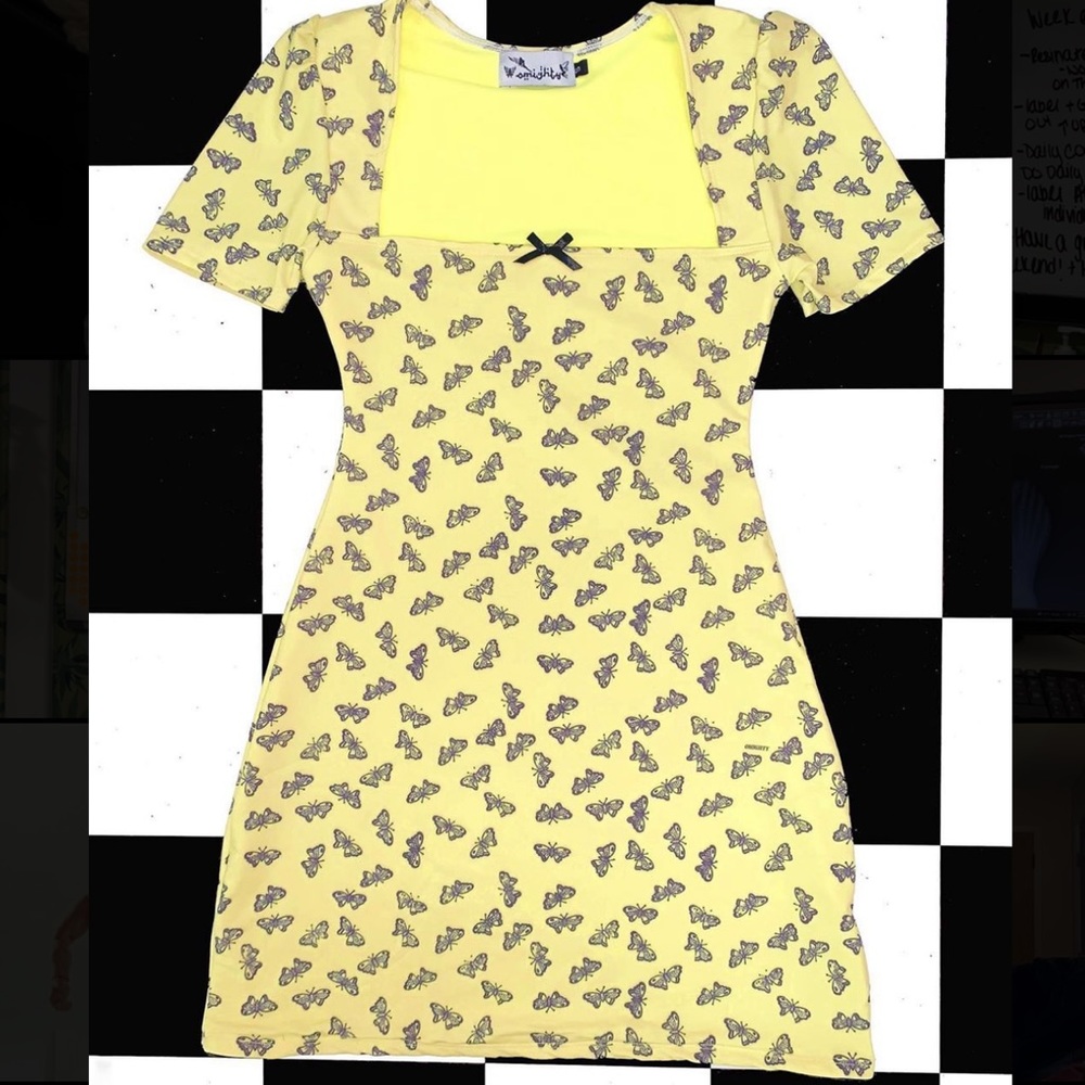 O-mighty the butterfly mini dress in yellow